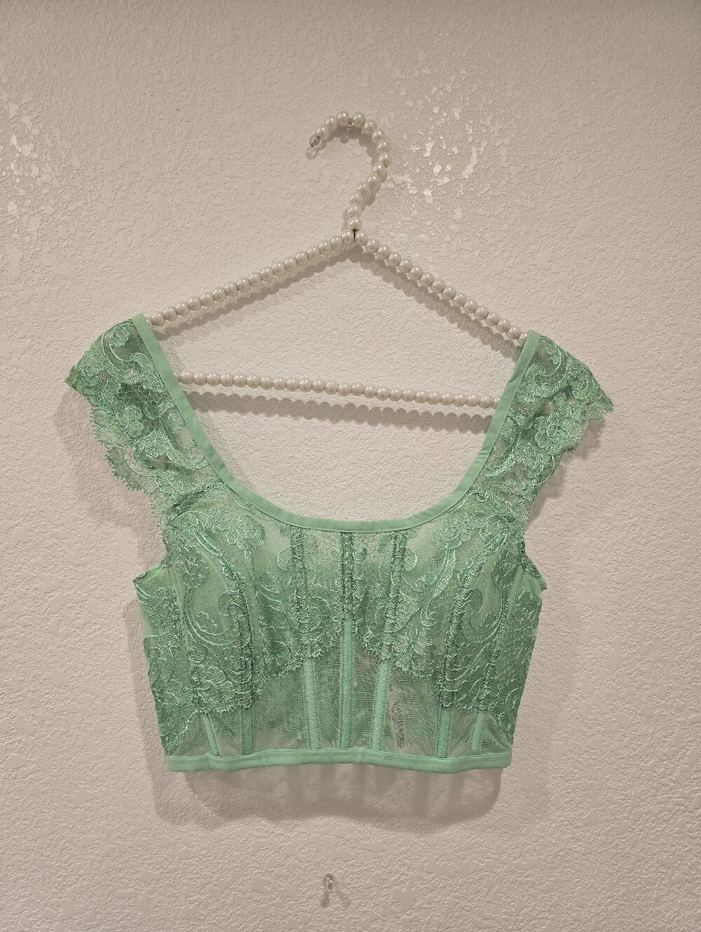 NWT Victoria's Secret Dream Angels Floral Lace Corset Top Mint Green XS - Picture 3 of 7